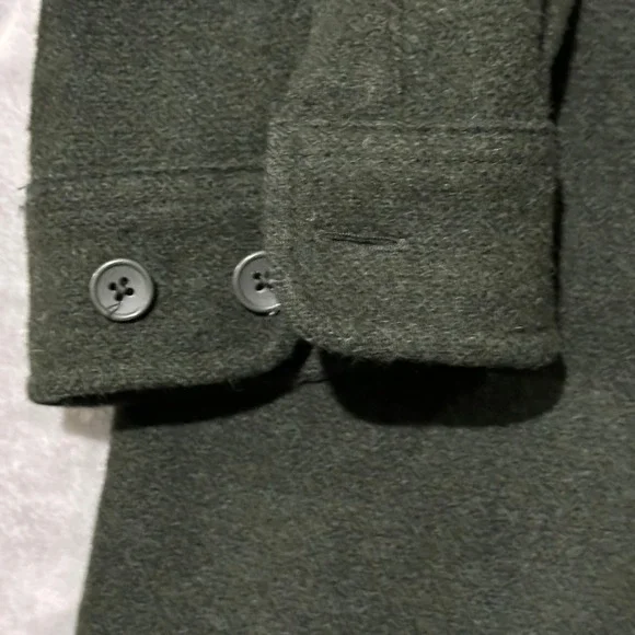 Vtg LL Bean Mens XXL Military Green Wool Blend Button Up Shirt Jacket Outerwear - Picture 6 of 10